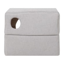 60cm Cube Linen-Look Dog Bed